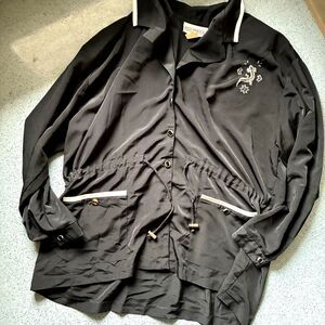 Peter Popovich Light Jacket Black/White Rhinestone Lizard Drawstring Waist 3XL